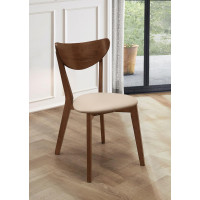 Coaster Furniture 103062 Kersey Side Chairs with Curved Backs Beige and Chestnut (Set of 2)